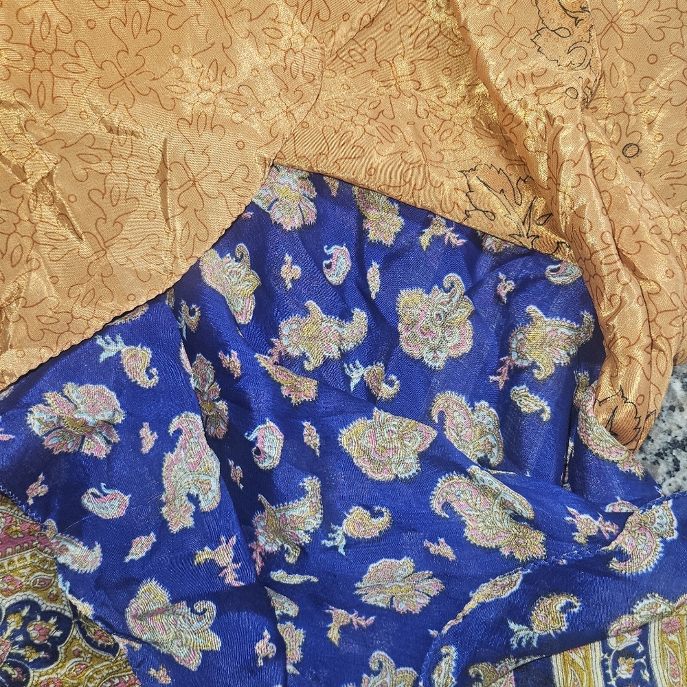 Kariza Vintage One-of-a-Kind Silk Tie Waist Skirt | Short | Boho Artisan - Picture 11 of 12